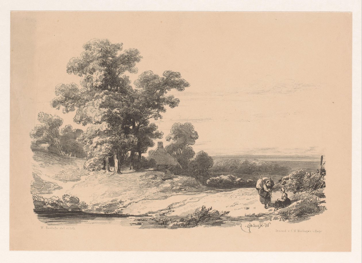 İki kadınla manzara by Willem Roelofs (I)