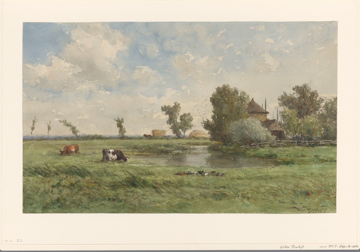 İnekler ile mera by Willem Roelofs (I)