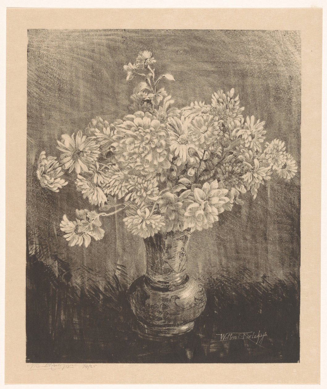 Vazoda krizantemler by Willem Roelofs (II) (signed by artist)