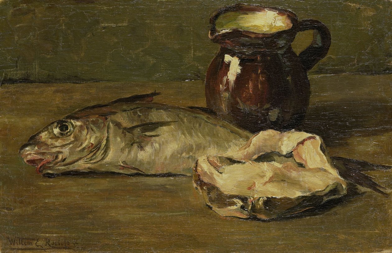 Morina balığı ile natürmort by Willem Roelofs