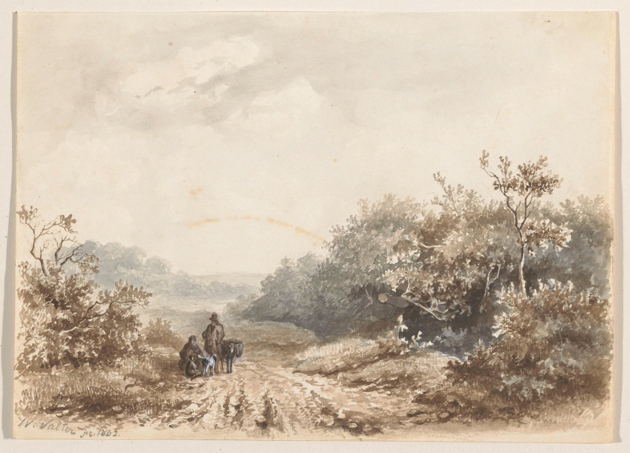 Bir aile, bir koyun ve bir köpek ile manzara by Willem Valter Pzn
