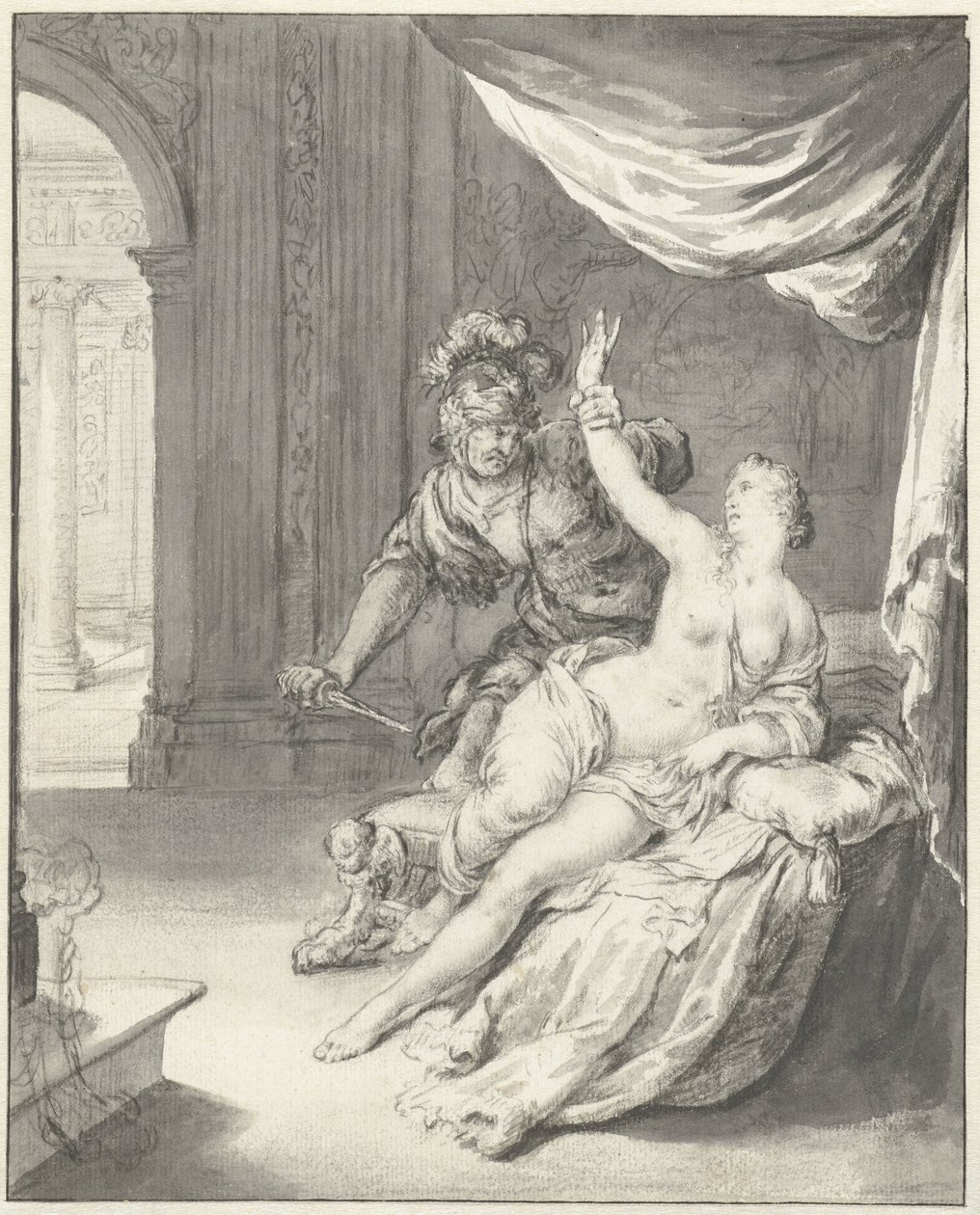 Tarquinius, Lucretia'yı tehdit ediyor by Willem Van Mieris