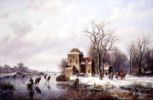 Pistte Atlı Arabalı Kış Manzarası (tuval üzerine yağlı boya) by Willem Vester
