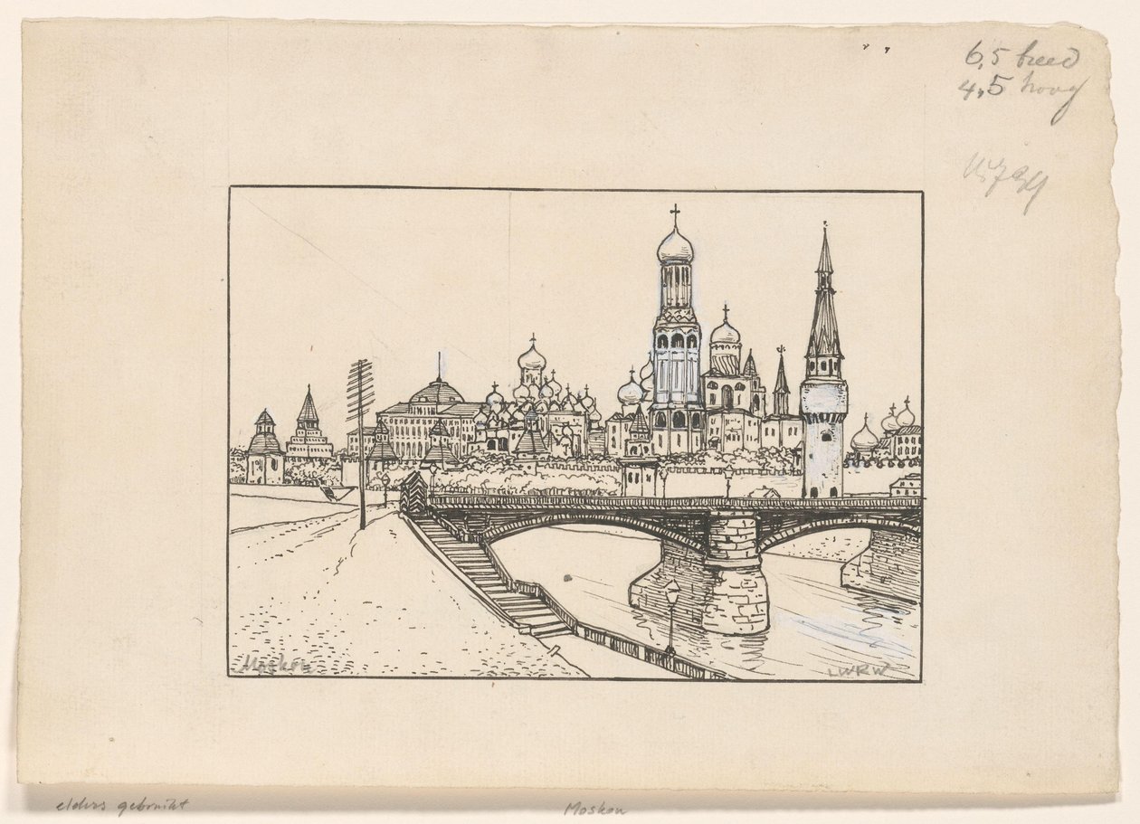 Moskova'da Kremlin'in görünümü by Ludwig Willem Reymert Wenckebach