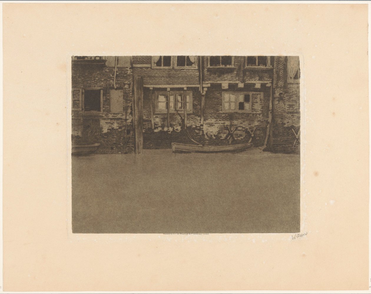 Dordrecht'teki Voorstraat 463, 461 ve 459'un arka cepheleri by Willem Witsen (signed by artist)