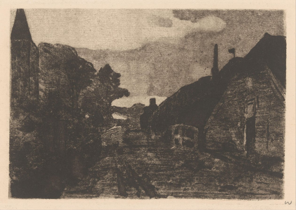 Diepenheim'da köy yolu by Willem Witsen (signed by artist)