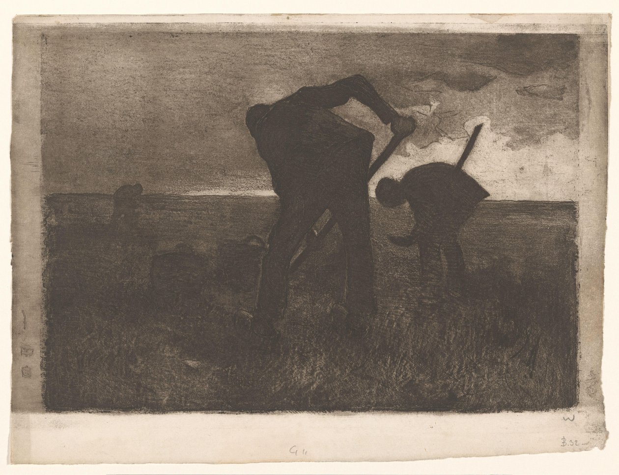 Üç patates hasat makinesi by Willem Witsen (signed by artist)