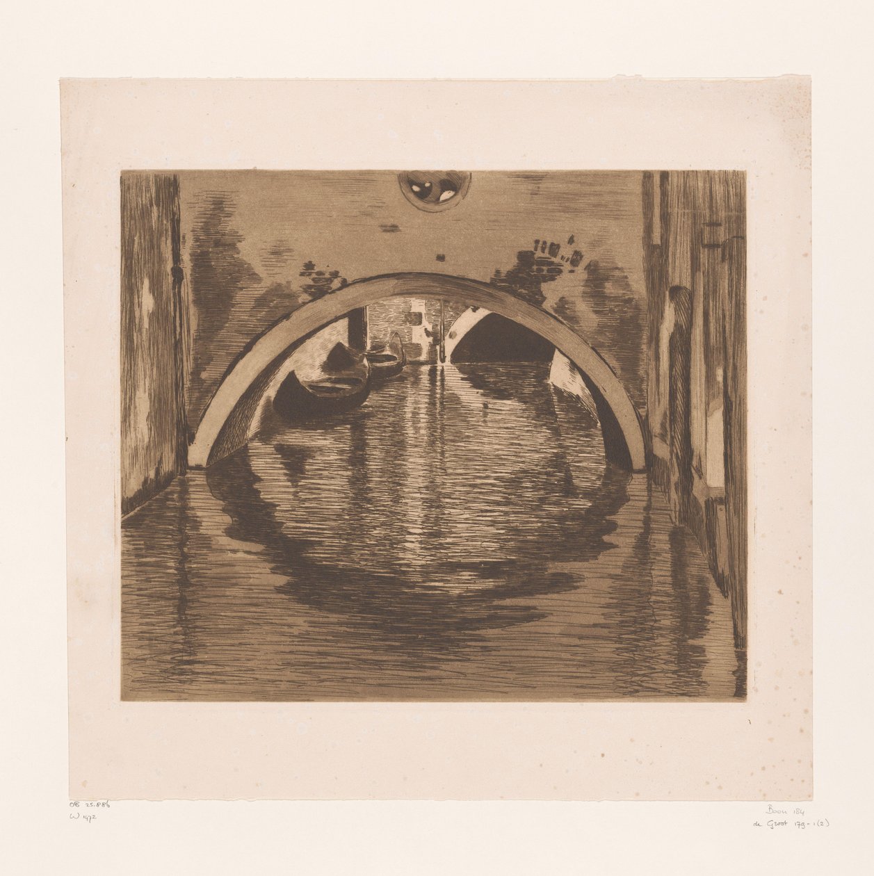 İki kayıklı bir köprünün altından manzara Köprünün altında, Venedik (orijinal başlık) by Willem Witsen (signed by artist)