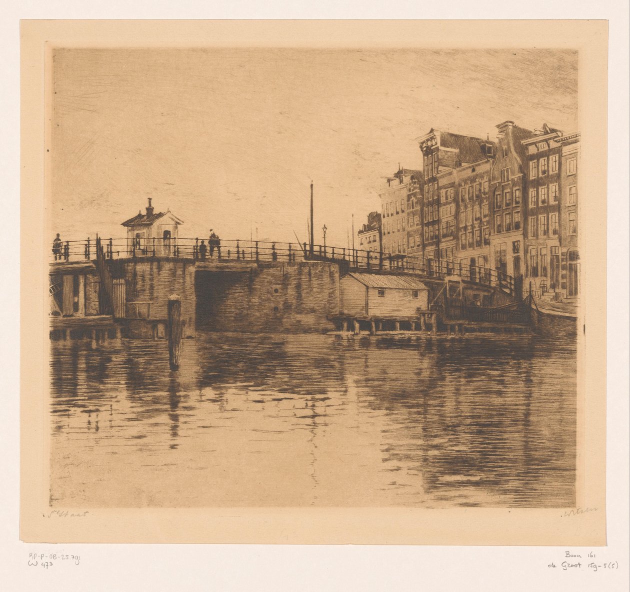 Amsterdam'daki Kraansluis'in görünümü by Willem Witsen (signed by artist)