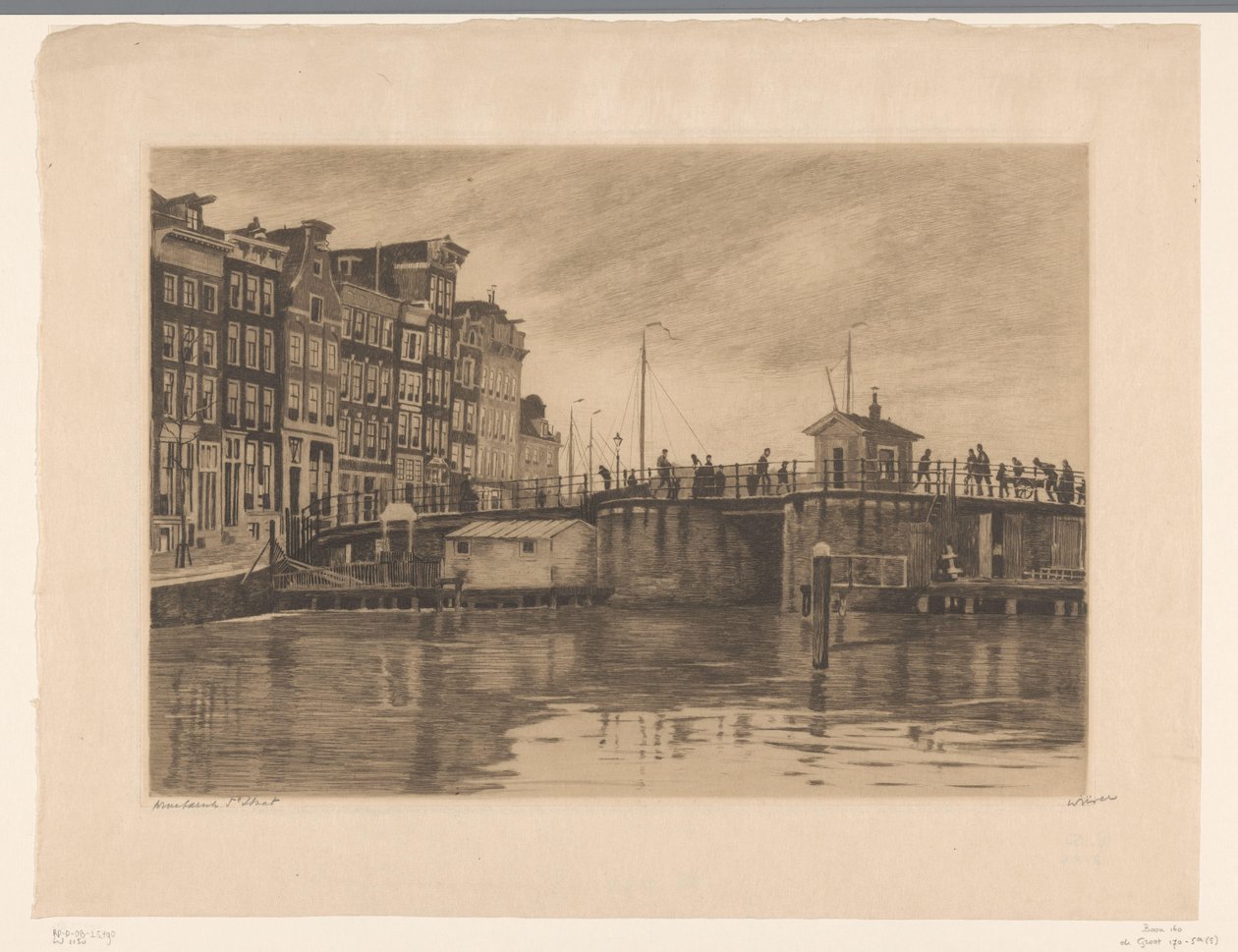 Amsterdam'daki Kraansluis'in görünümü by Willem Witsen (signed by artist)