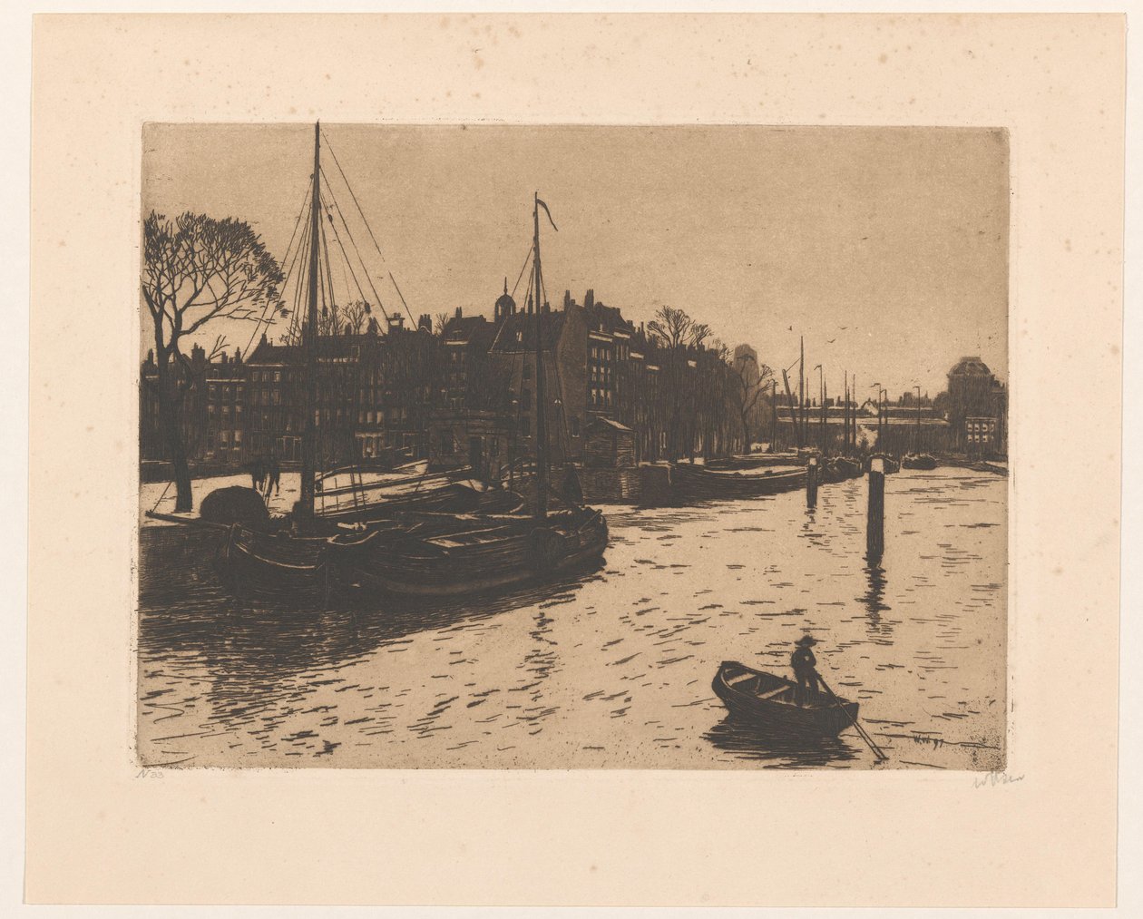 Rotterdam'daki Leuvehaven manzarası by Willem Witsen (signed by artist)