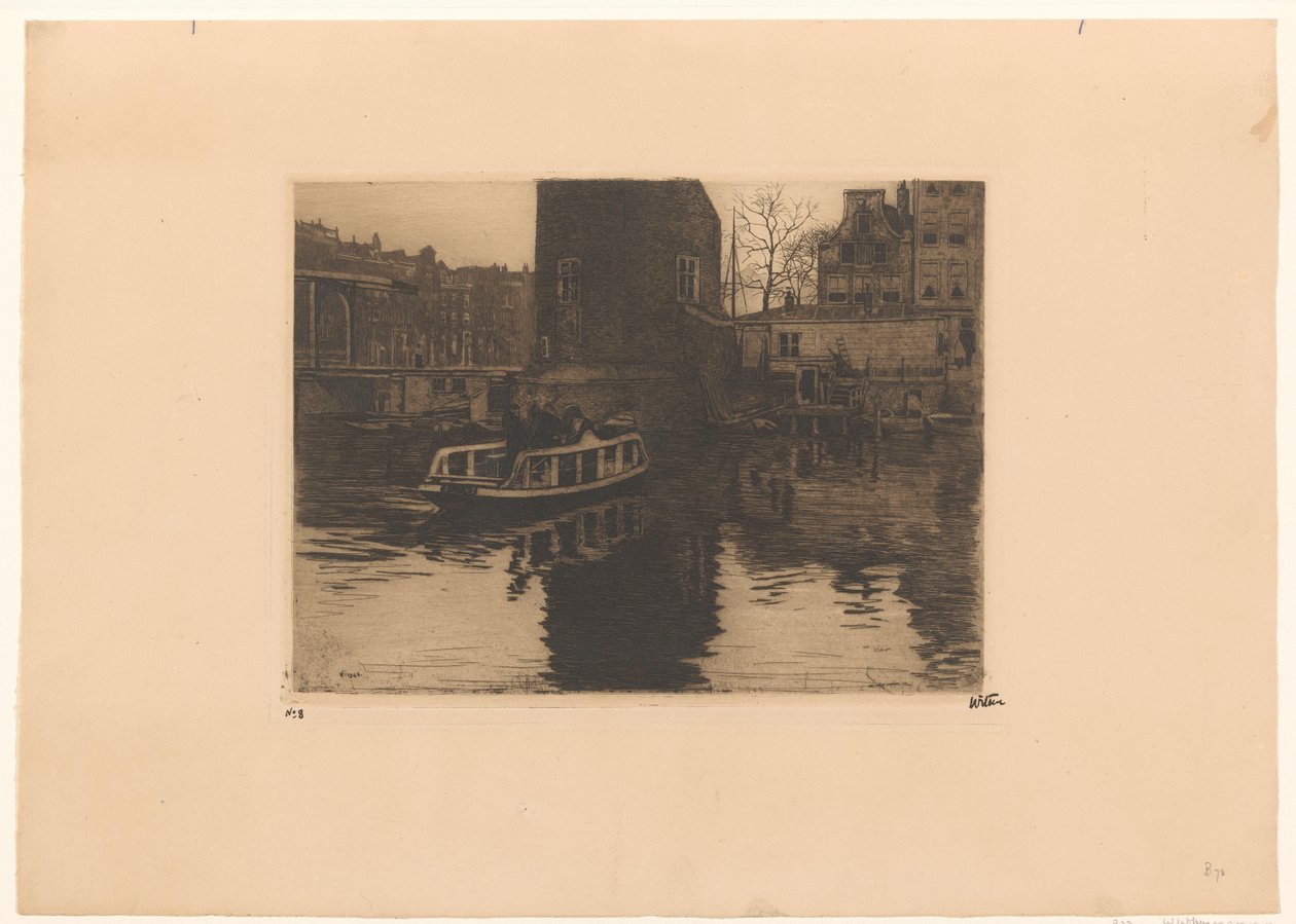 Amsterdam'daki Montelbaanstoren'deki devralmanın görünümü by Willem Witsen (signed by artist)