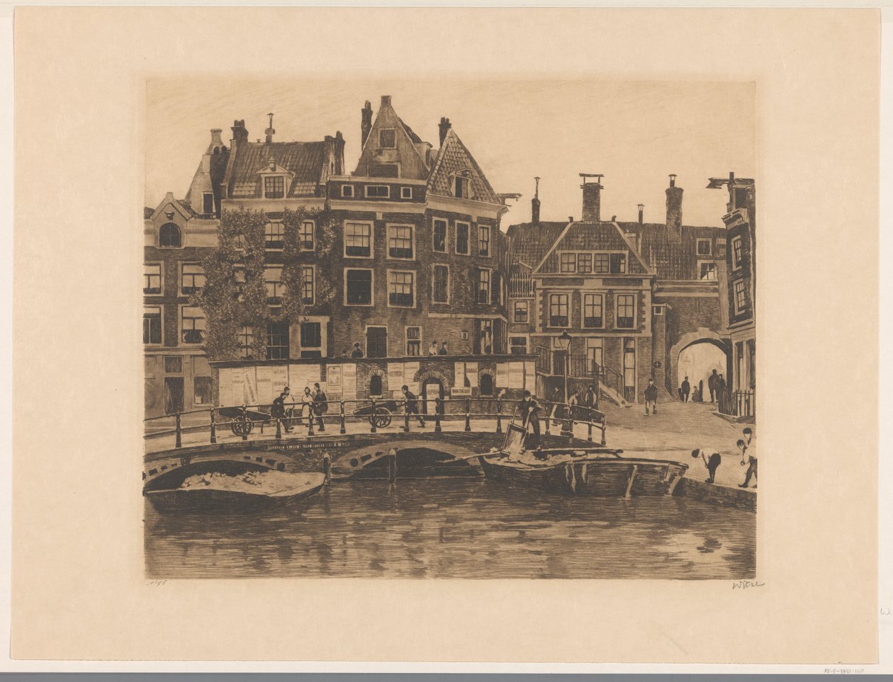 Amsterdam'daki Beurspleintje'nin görünümü by Willem Witsen (signed by artist)