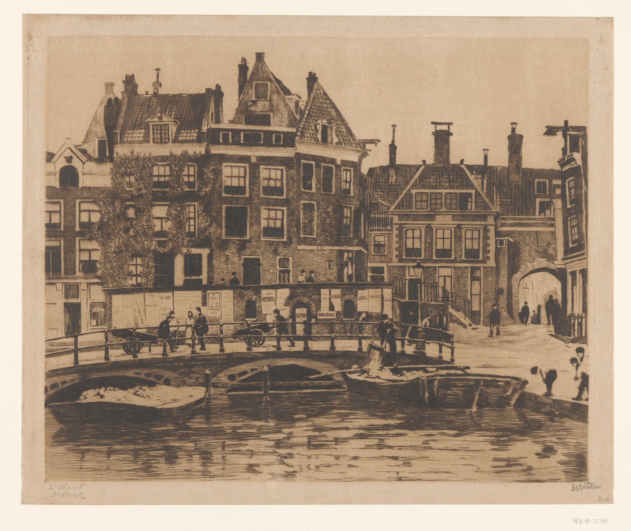 Amsterdam'daki Beurspleintje'nin görünümü by Willem Witsen (signed by artist)
