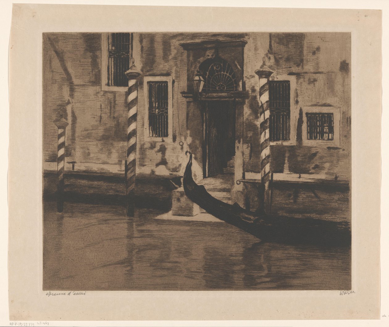 Venedik'teki Venedik Patrician'ın Evi'ndeki Büyük Kanal'da Gondol (nesnedeki başlık) by Willem Witsen (signed by artist)
