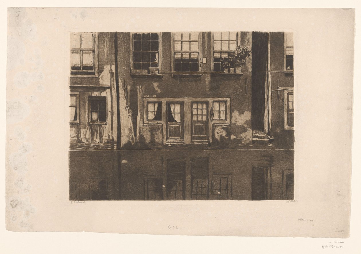 Amsterdam'daki Oudezijds Achterburgwal'daki evler by Willem Witsen (signed by artist)