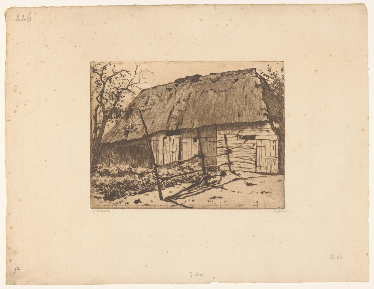 Brabant'ta çitli ahır by Willem Witsen (signed by artist)