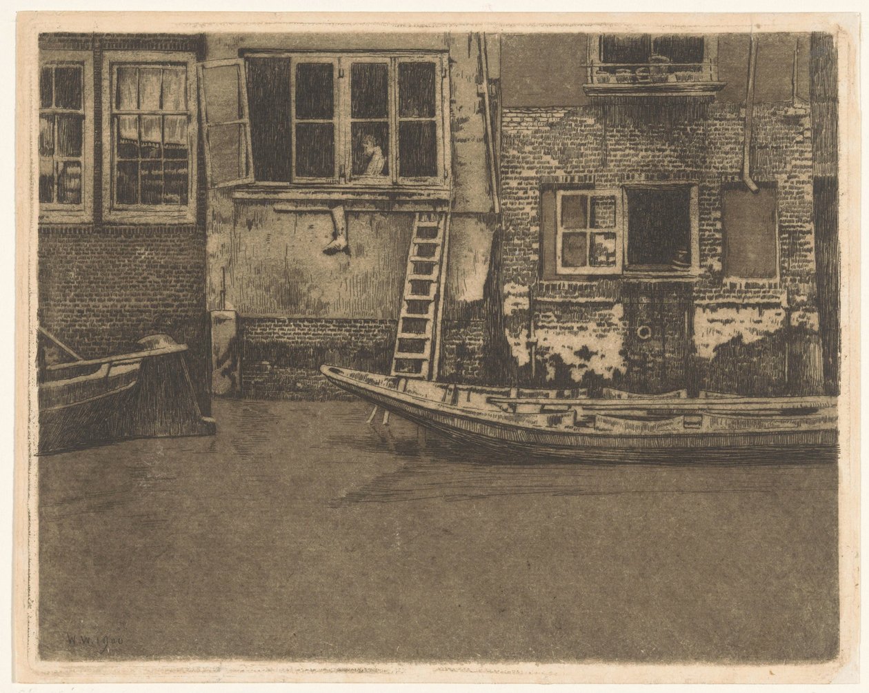 Dordrecht'teki Voorstraat 463, 465 ve 467'nin arka cepheleri by Willem Arnoldus Witsen