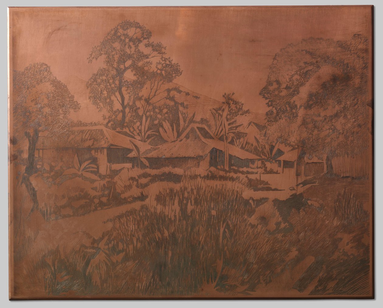 Buitenzorg, kampong evleri, arka planda sağda Salak ve Cedeh by Willem Arnoldus Witsen