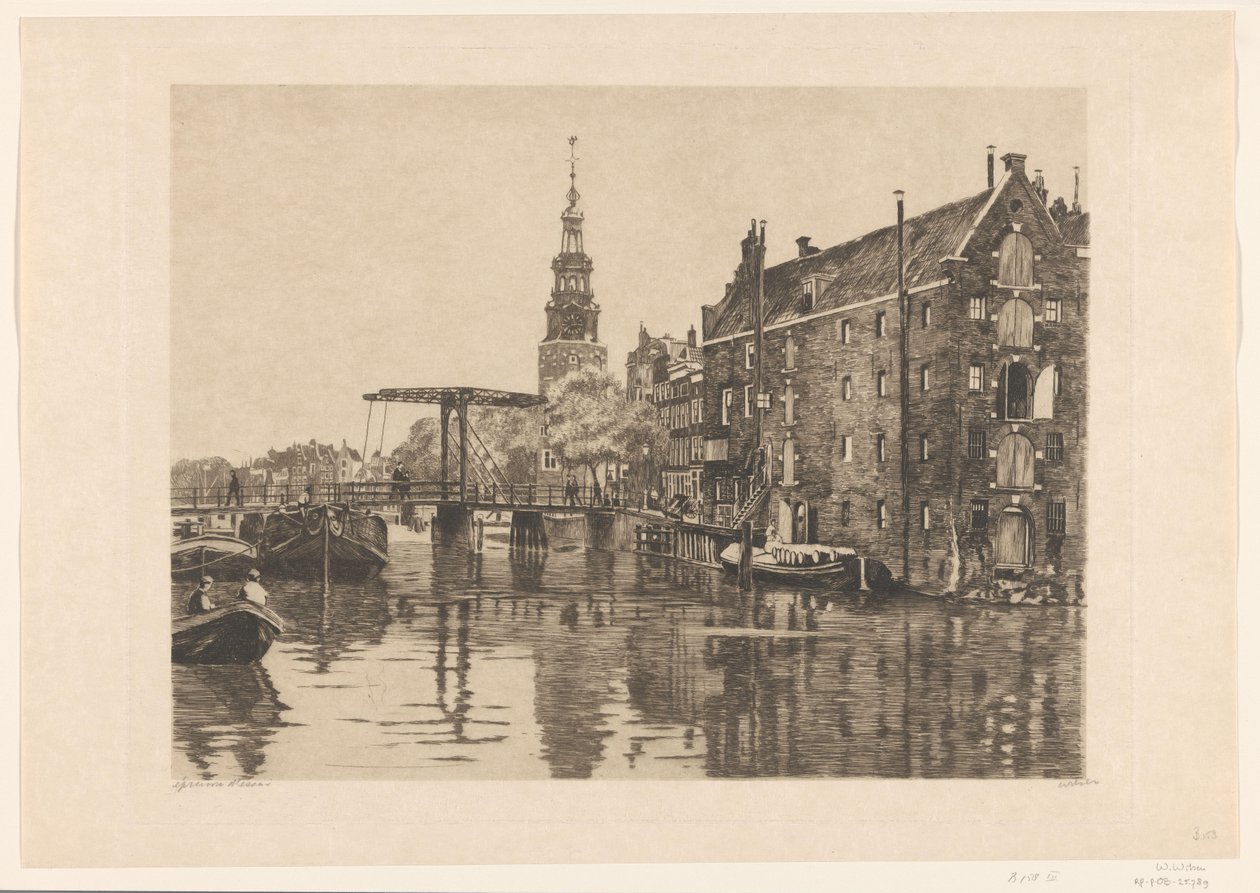 Amsterdam'daki İsveç ambarındaki bir köprünün görünümü by Willem Arnoldus Witsen