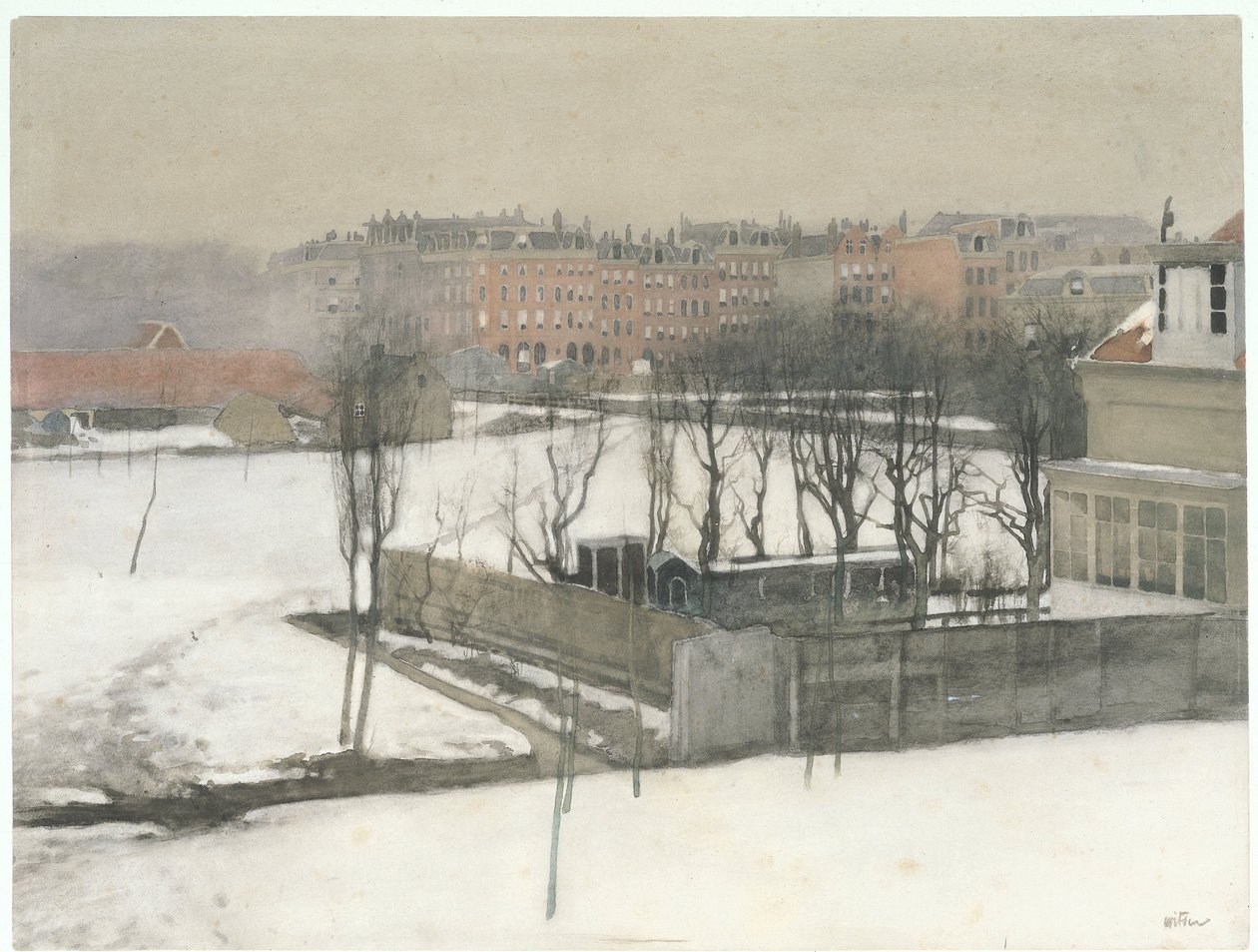 Oosterpark'ın karda görünümü by Willem Arnoldus Witsen