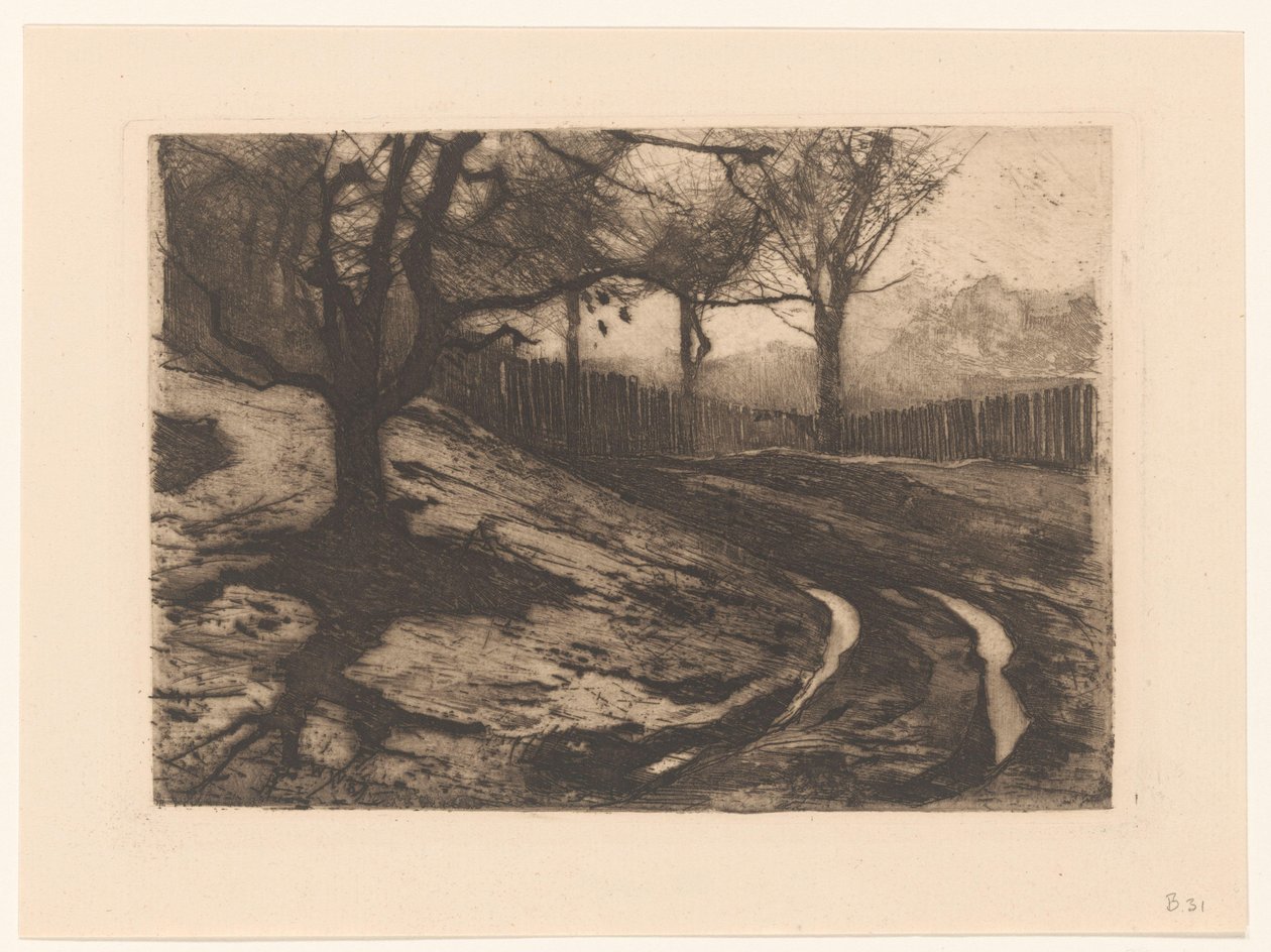 Ağaçlar ve çit ile manzara by Willem Arnoldus Witsen