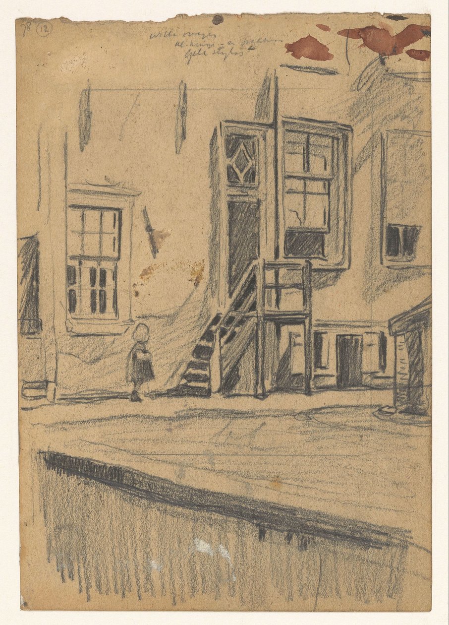 Kız ahşap merdivenlerde, rıhtım duvarı by Willem Arnoldus Witsen