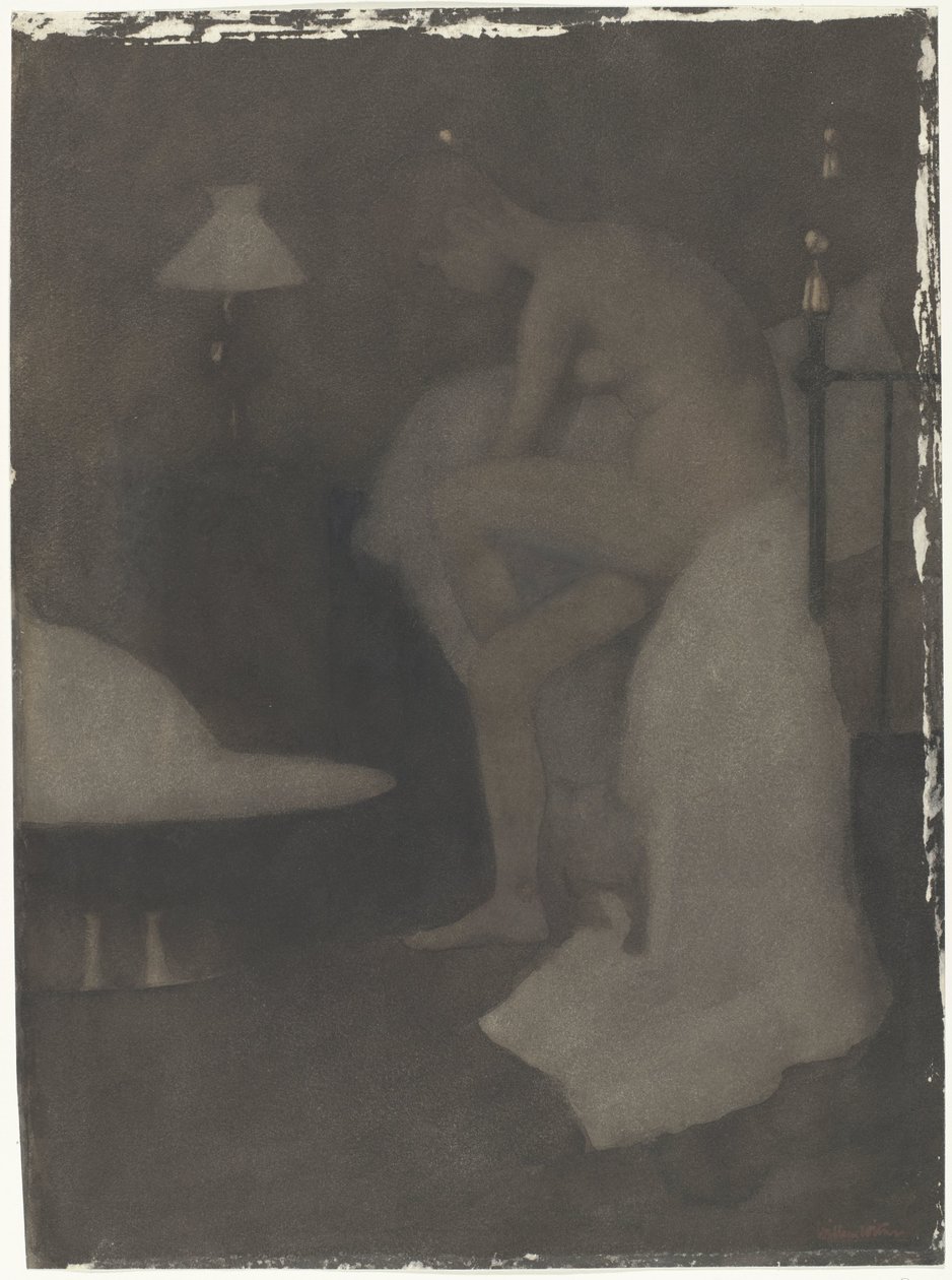 Yatağın kenarında oturan çıplak kadın by Willem Arnoldus Witsen