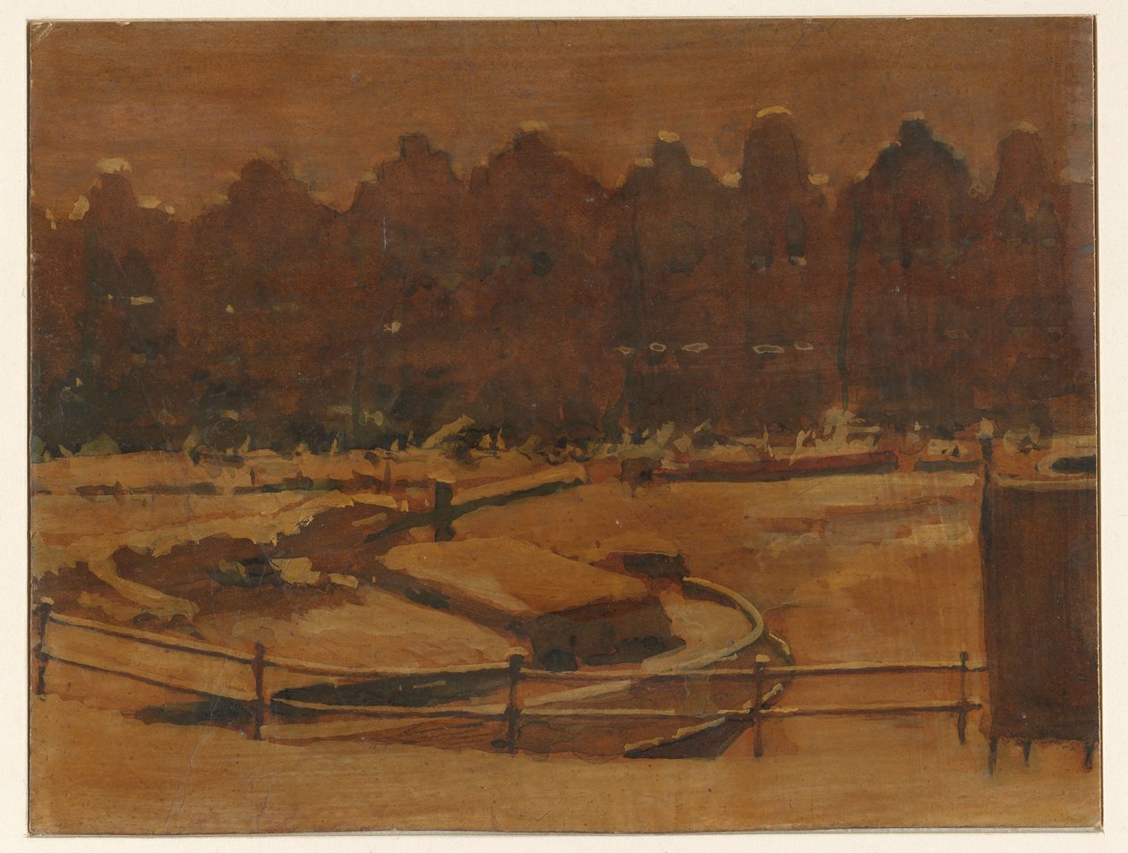 Karda bir Amsterdam rıhtımında depolar by Willem Arnoldus Witsen