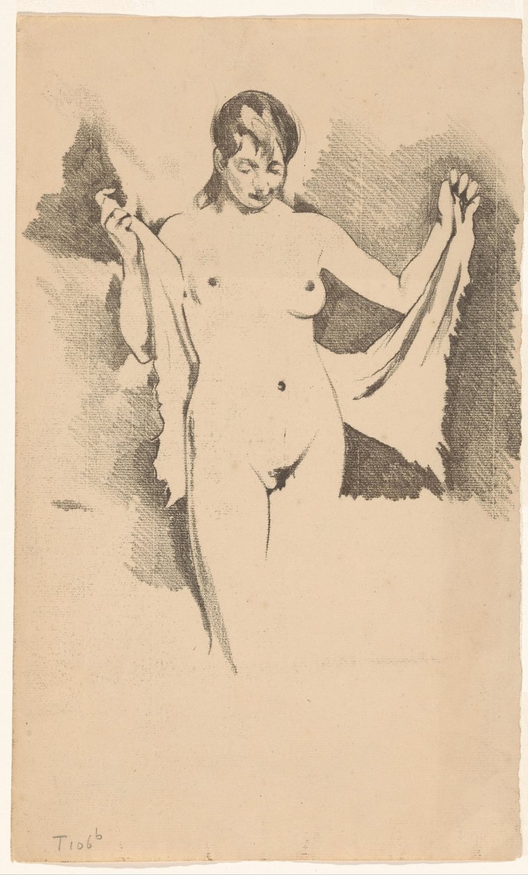 Ayakta çıplak kadın kendini kurutma by Willem Arnoldus Witsen