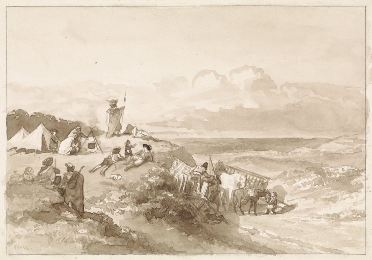 Tepelik bir manzara içinde bivouac by Willem de Famars Testas
