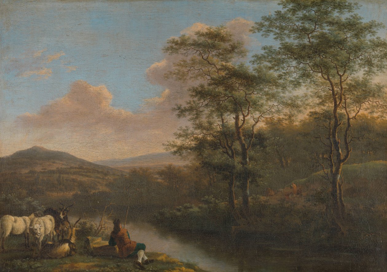 Dinlenme Herdman ile İtalyan Manzarası by Willem de Heusch
