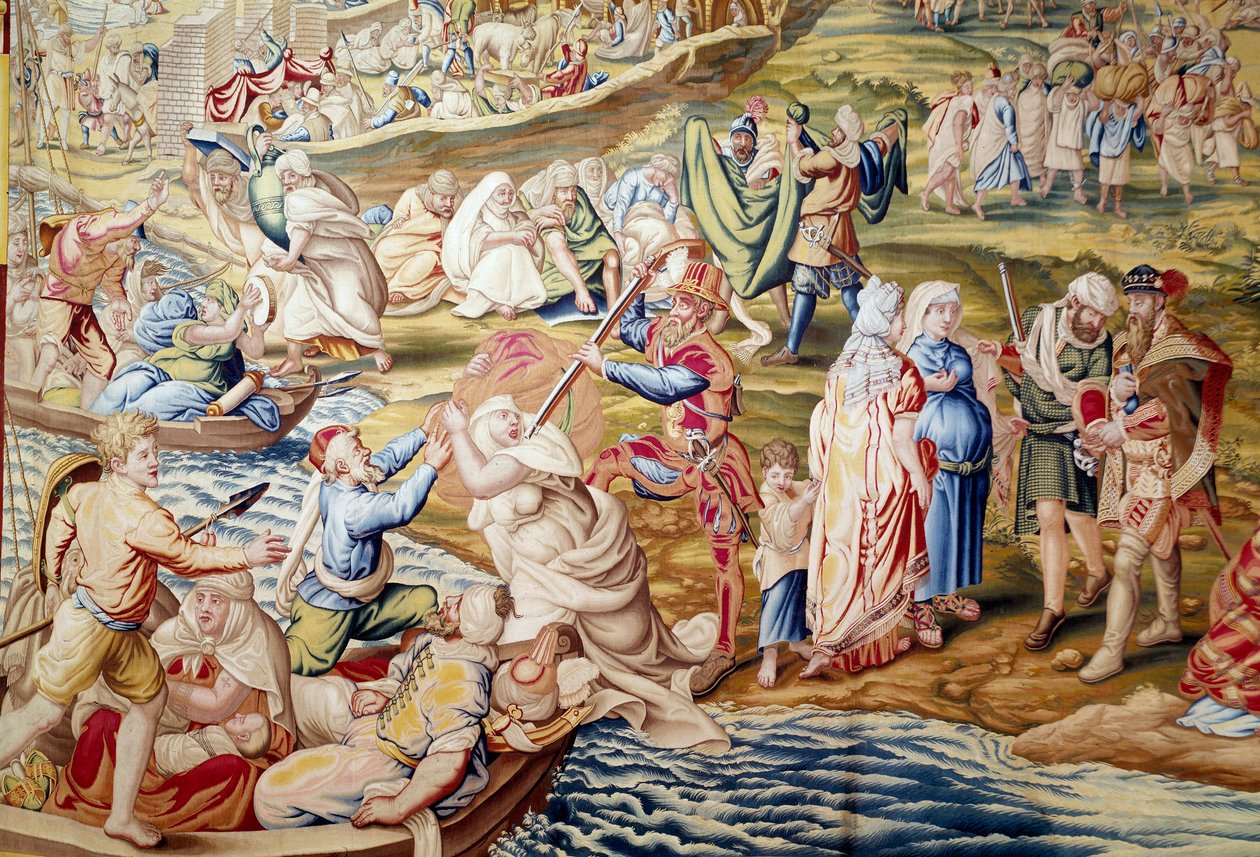 Tunus'un İmparator Charles V tarafından fethi: İspanyol birliklerinin 1535'te kadınlara uyguladığı şiddet (goblen) by Willem de Pannemaker