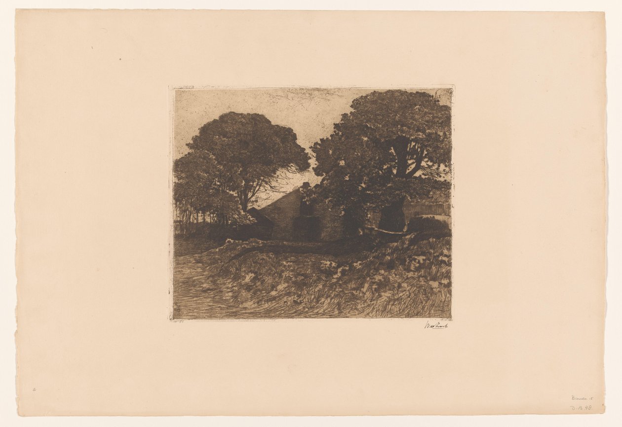 Büyük ağaçların yakınında çiftlik veya çiftlik by Willem de Zwart (signed by artist)