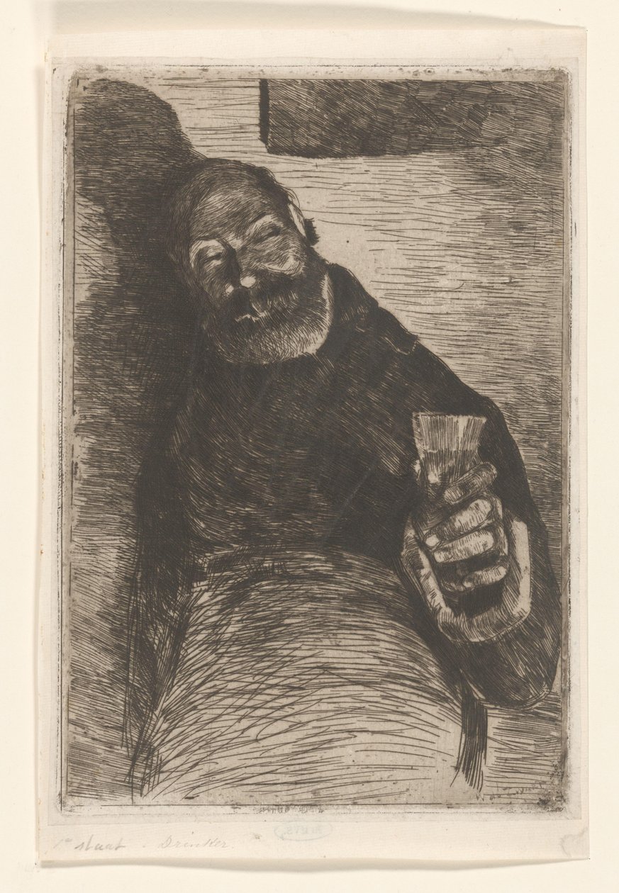 İçki (nesne üzerindeki orijinal başlık) Yükseltilmiş camlı adam (orijinal başlık) by Willem de Zwart (signed by artist)