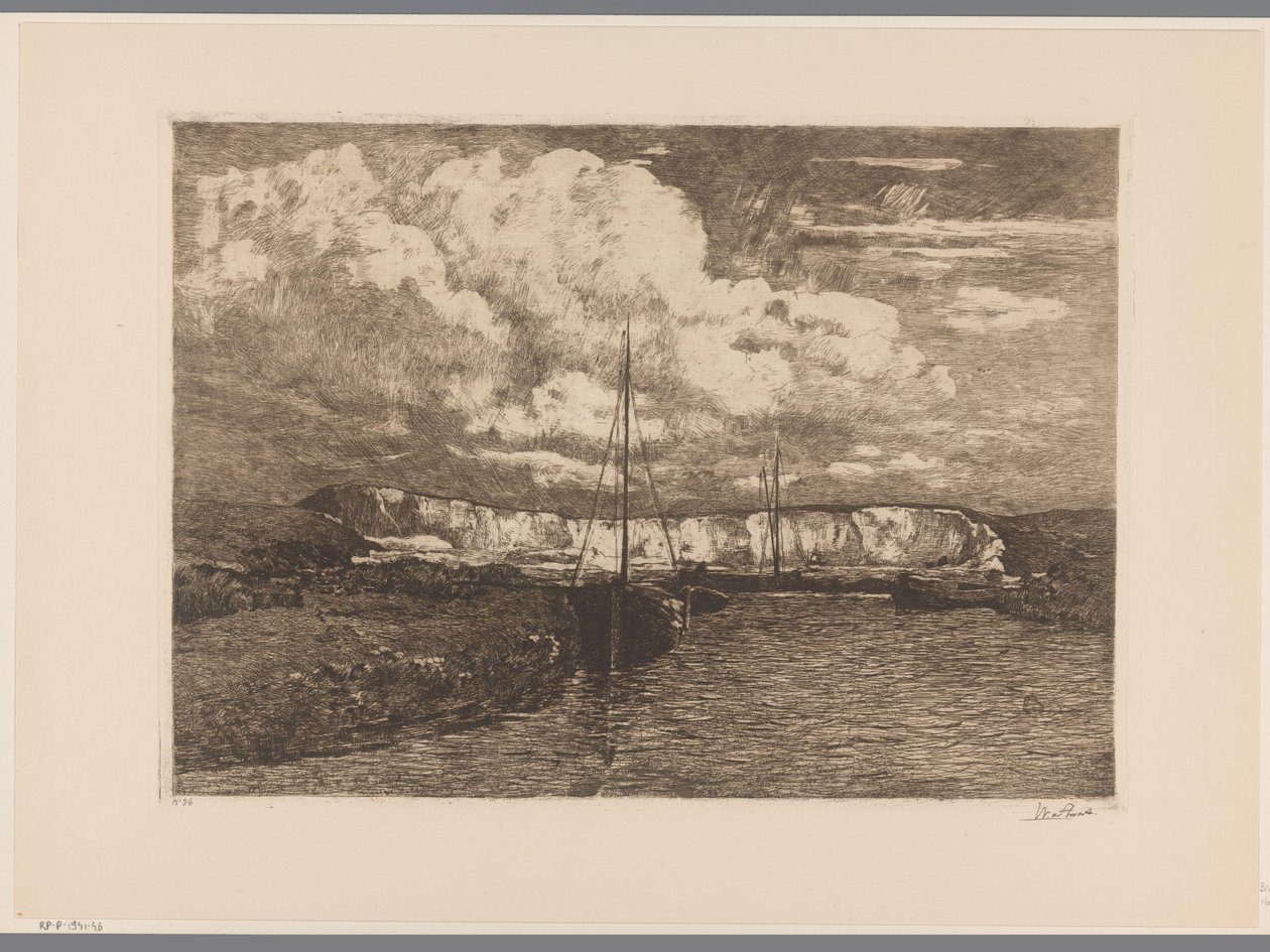 Kum kazısı ve teknelerle dolu kumul manzarası Kum kazısı (orijinal başlık) by Willem de Zwart (signed by artist)