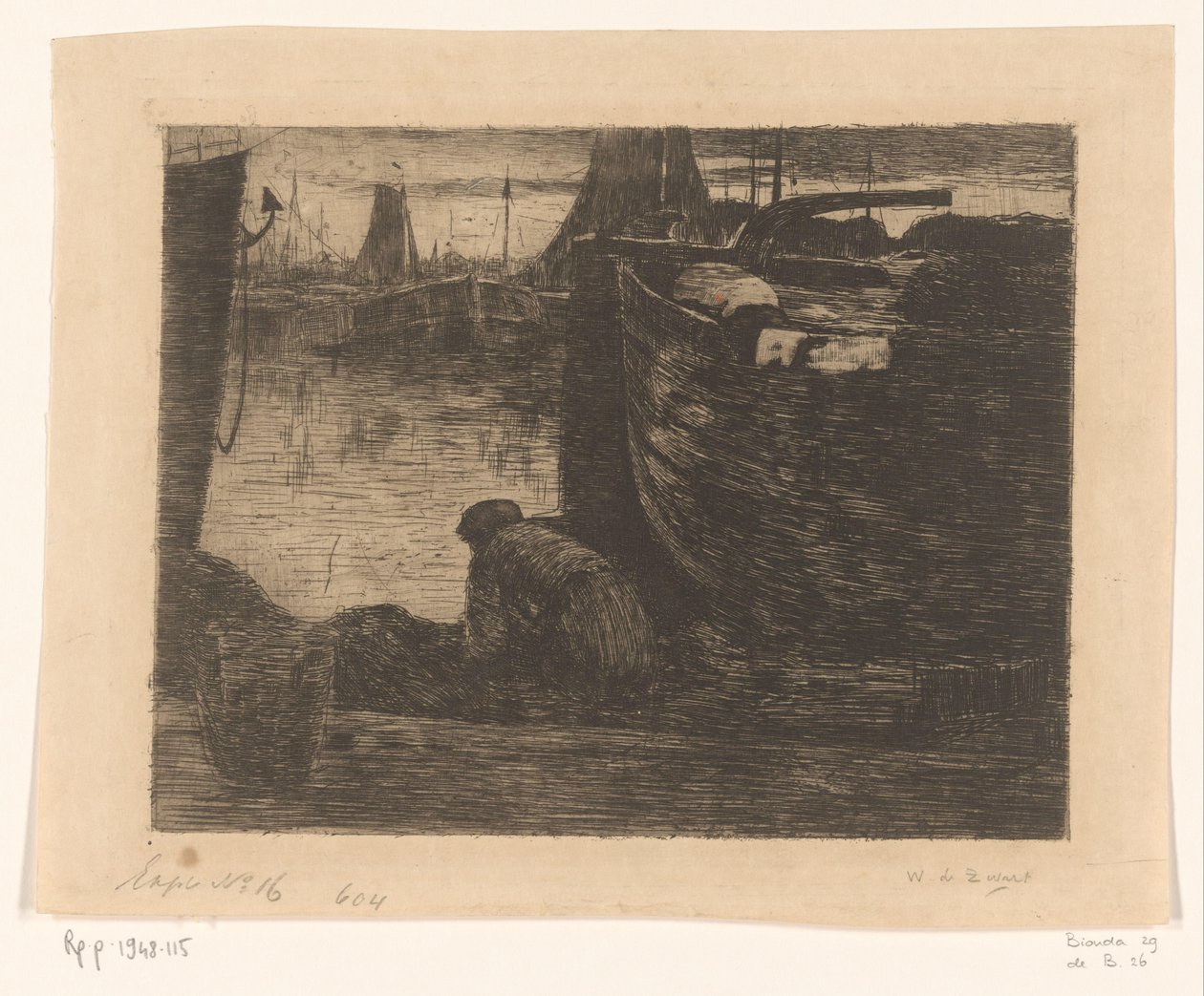 Adam bir liman rıhtımında Rıhtımda (orijinal başlık) by Willem de Zwart (signed by artist)