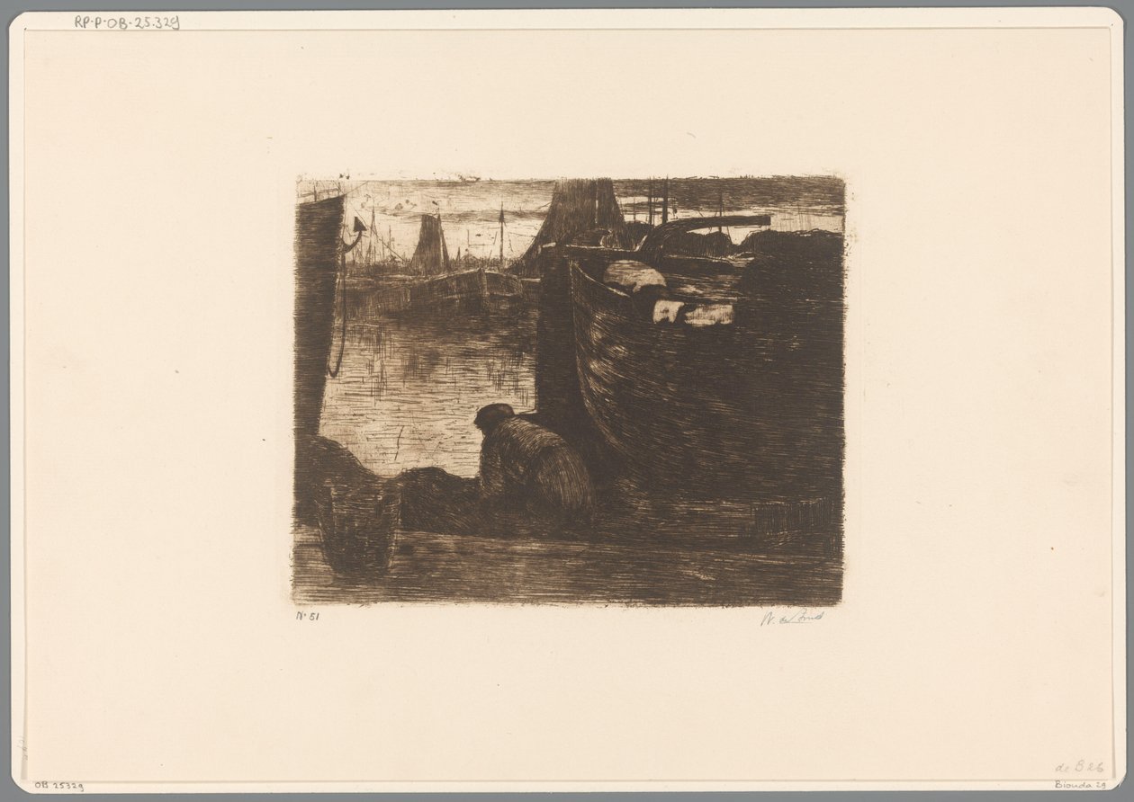 Adam bir liman rıhtımında Rıhtımda (orijinal başlık) by Willem de Zwart (signed by artist)