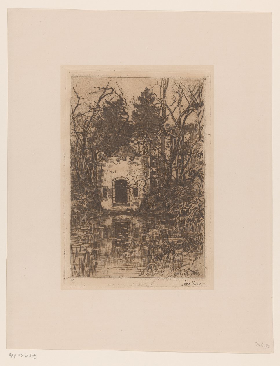 Bir göletteki harabeler Bir göletteki harabeler (Lage Vuursche) (orijinal başlık) by Willem de Zwart (signed by artist)