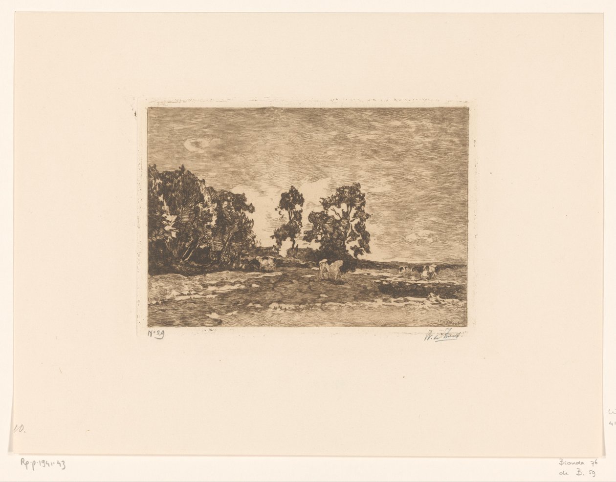 İnekli çayır (orijinal başlık) by Willem de Zwart (signed by artist)