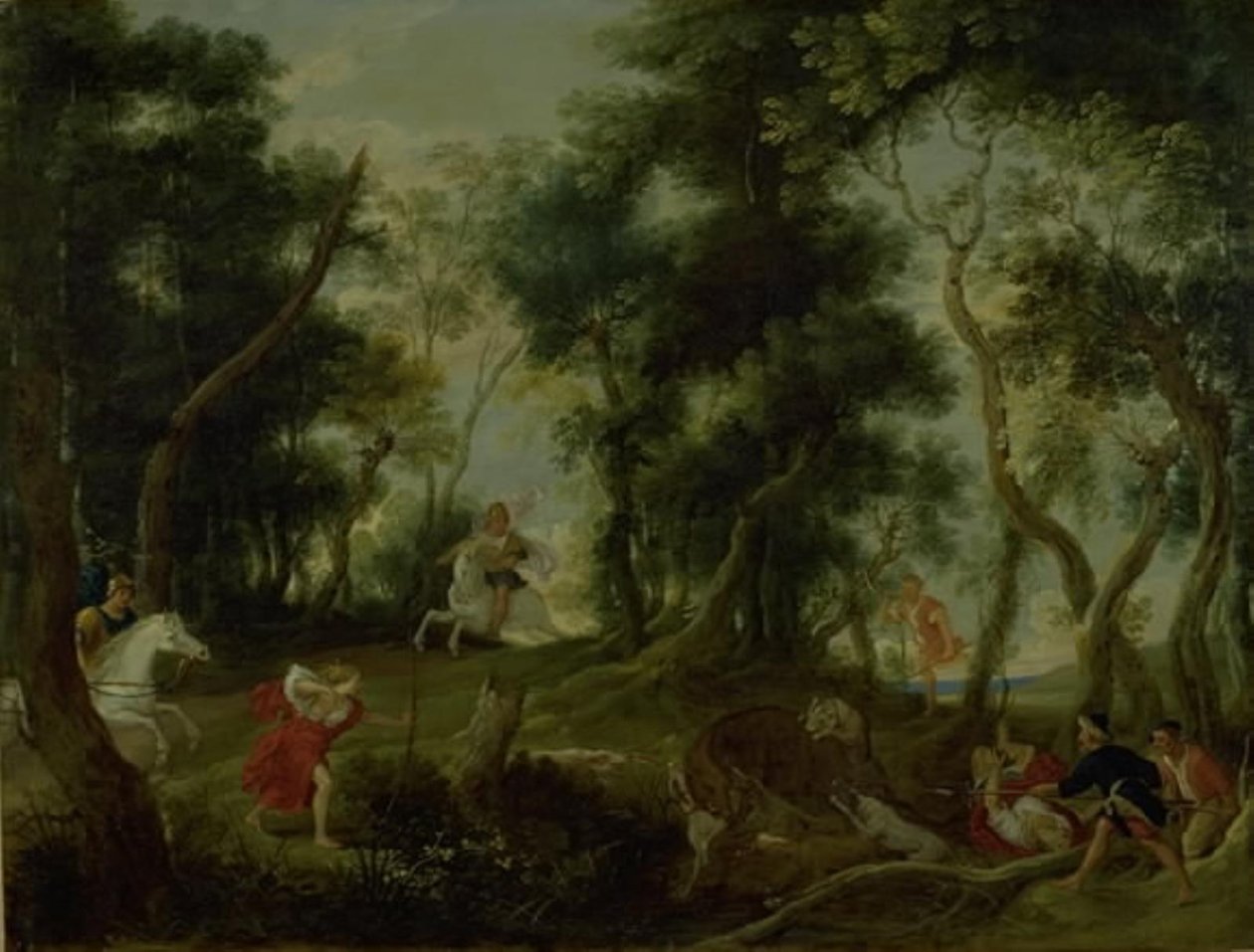 Atalanta ve Meleager Calydonian Domuz Avı ile Manzara by Willem van Herp