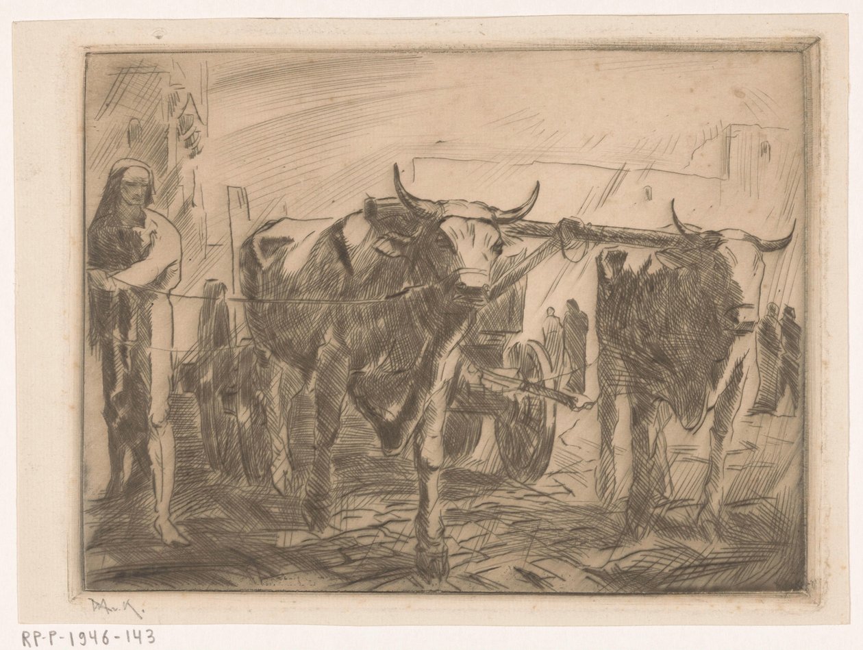Ossewagen (orijinal başlık) by Willem van Konijnenburg (signed by artist)