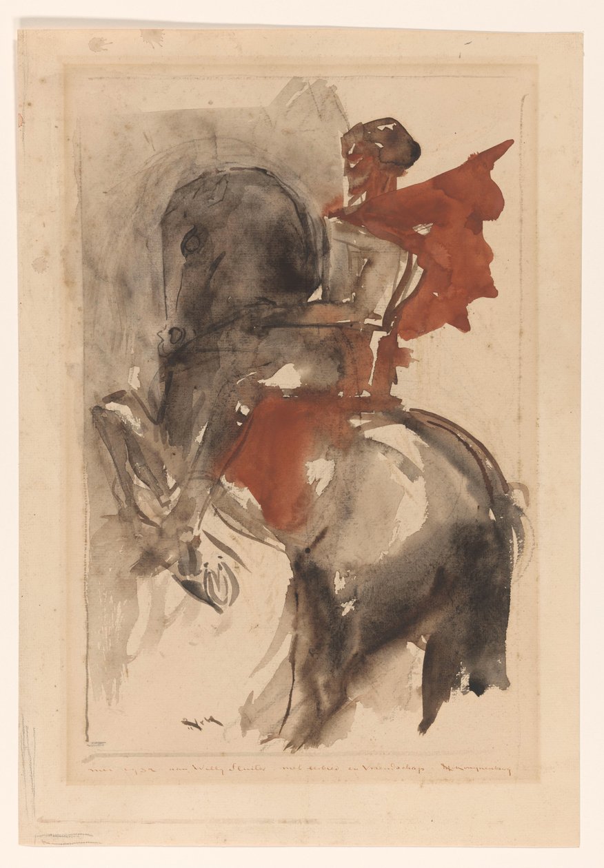 at sırtında şövalye by Willem van Konijnenburg (signed by artist)