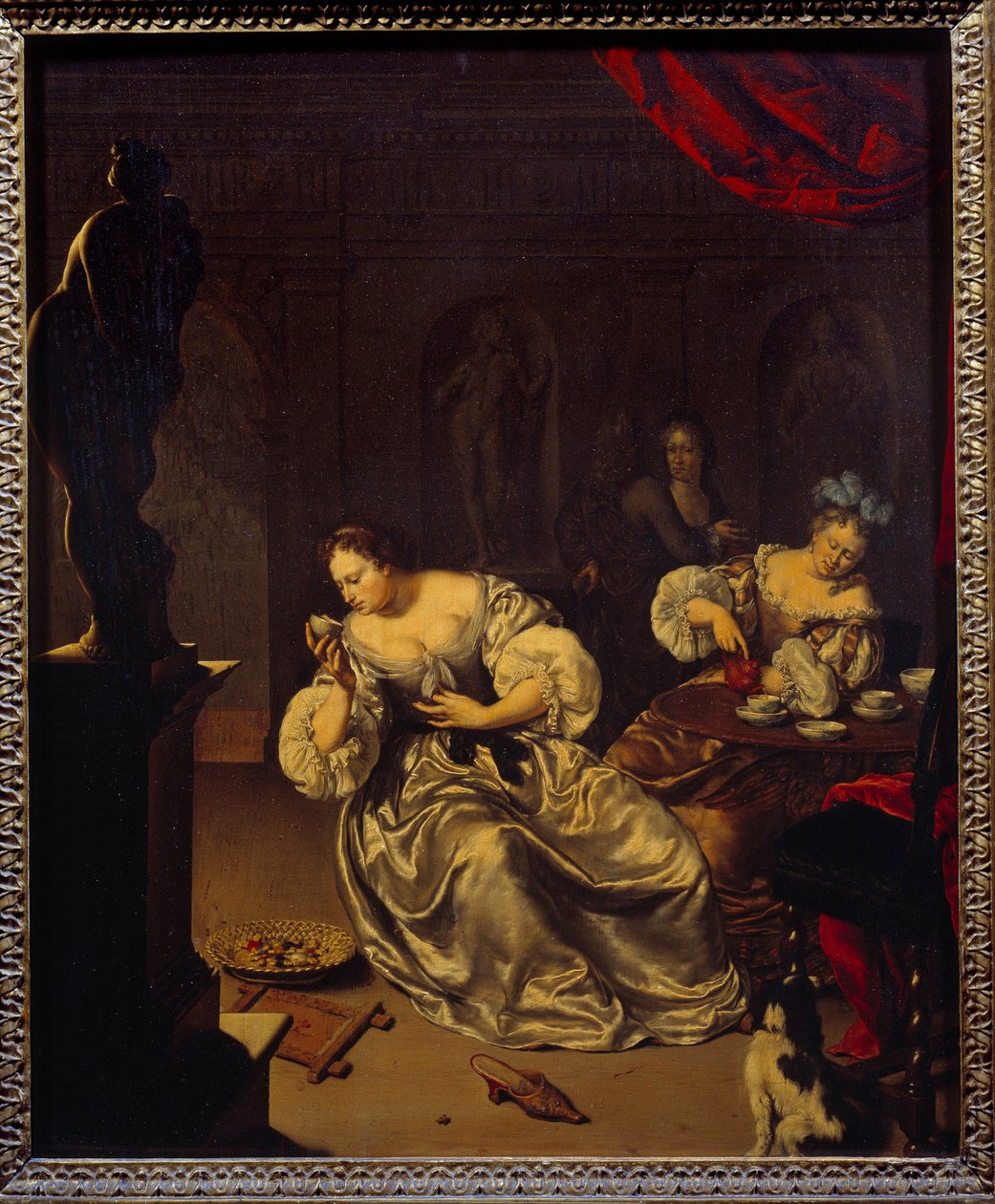 Çay içen Hollandalı soyluların kadınları. Willem van Mieris (1662-1747) (ec.holl.) tarafından tablo 18. yüzyıl Güneşi. 0,42x0,34 m by Willem Van Mieris