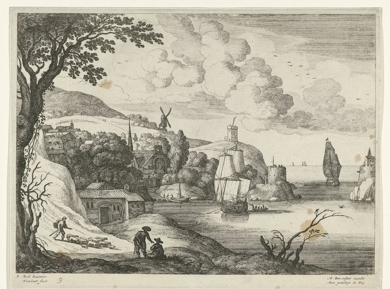 Bir koyda köy İtalyan manzaraları (dizi başlığı) by Willem van Nieulandt (II)