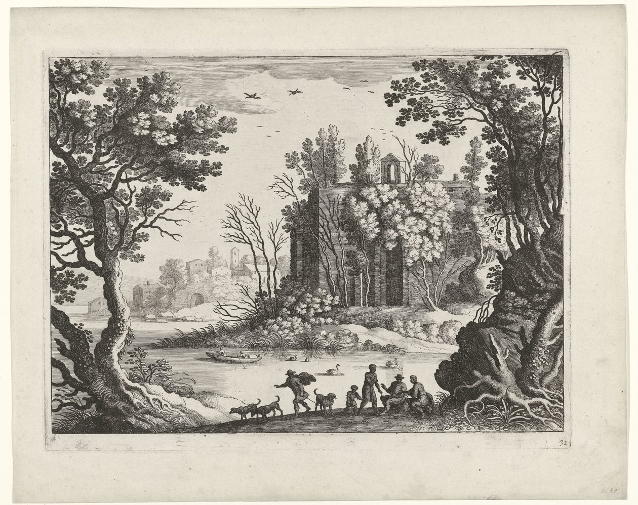 Bir nehir üzerinde bina İtalyan manzaraları (dizi başlığı) by Willem van Nieulandt (II)