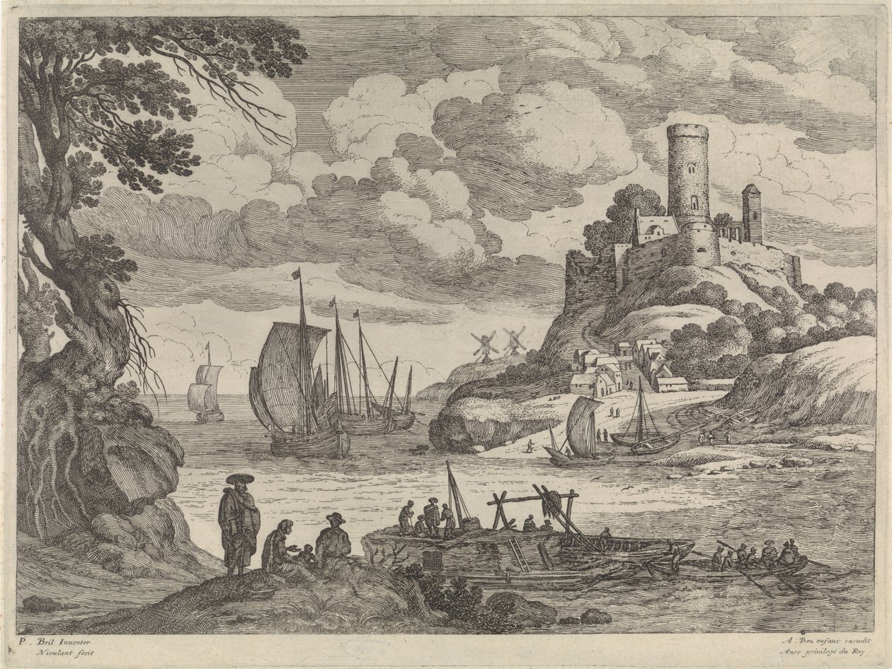 Gemilerle liman manzarası by Willem van Nieulandt (II)