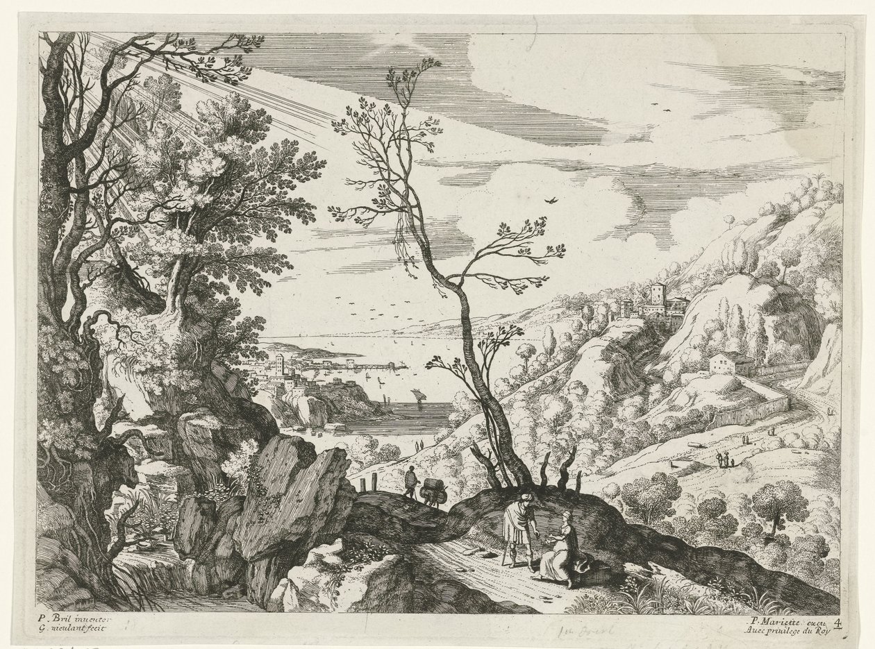 Yahuda ve Tamar ile manzara İtalyan manzaraları (dizi başlığı) by Willem van Nieulandt (II)