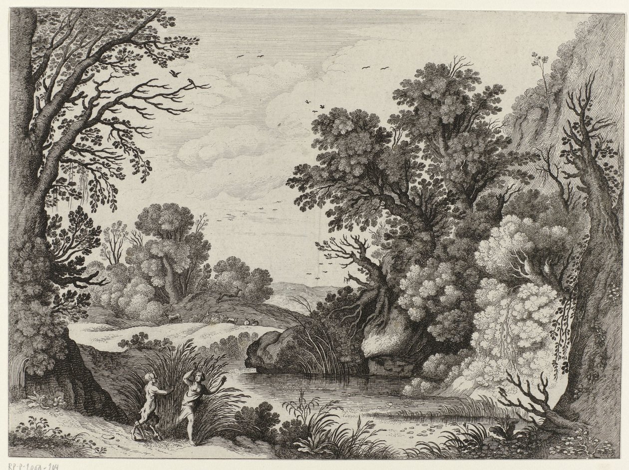 Pan ve Syrinx ile Manzara by Willem van Nieulandt (II)