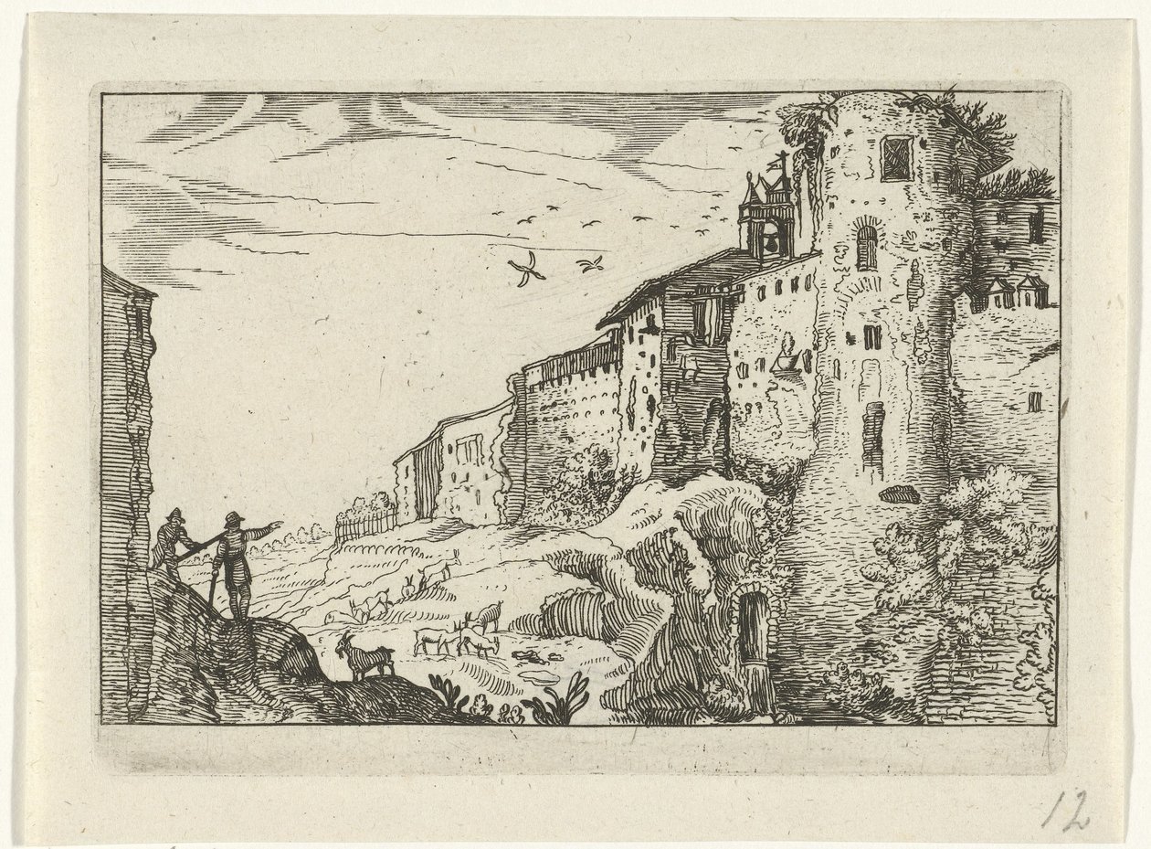 Roma kalıntıları ile manzara Roma kalıntıları (dizi 2) (dizi başlığı) by Willem van Nieulandt (II)